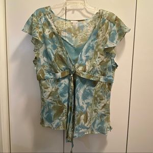 Flowy Floral Blouse: Light Green, Light Blue